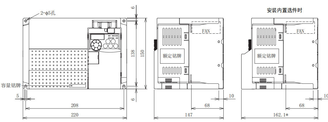 FR-E740-5.5K、7.5K-CHT尺寸圖